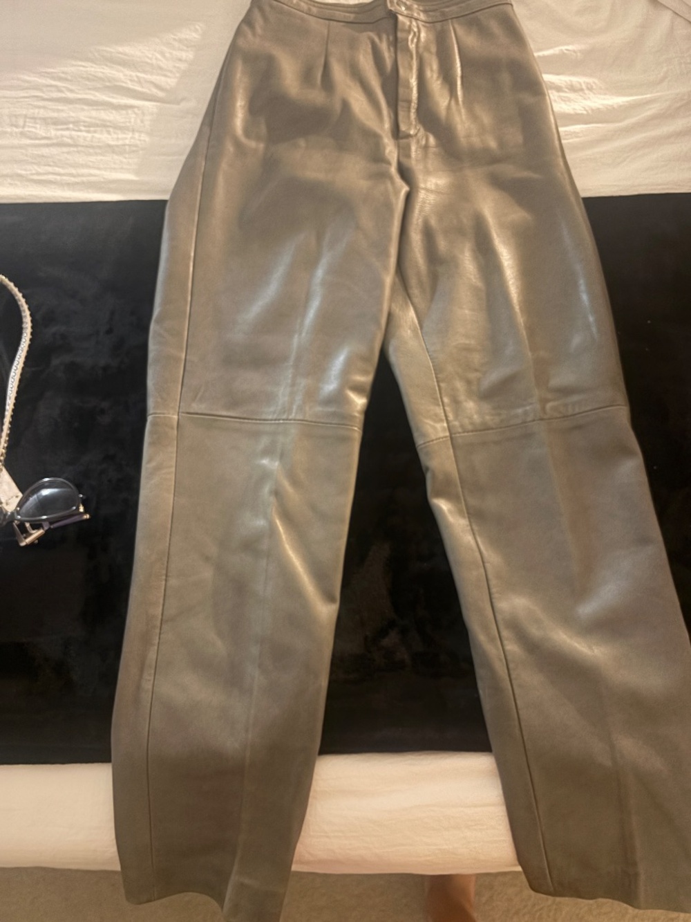 Vintage Perfect Leather Goods LTD Grey Leather Pants Size 5/6 - Picture 6 of 6